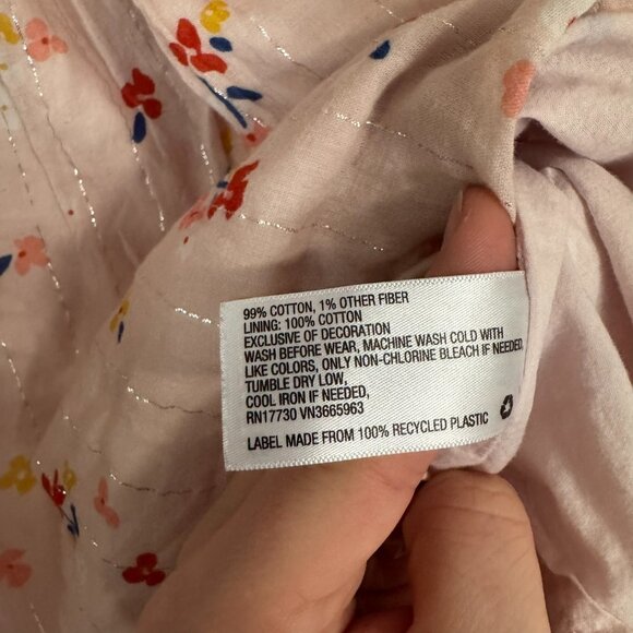 Cat and Jack Girls Pink Floral Flutter Sleeve Square Neck Dress - Picture 5 of 5